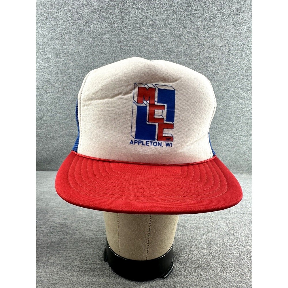 Vintage San Sun Appleton, WI MCC Logo Blue/White/Red Snapback Trucker Hat/Cap